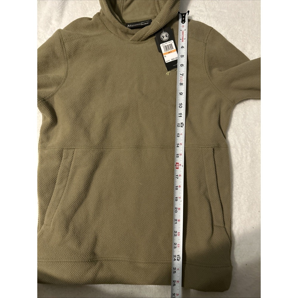 Under Armour Hoodie Mens Small Olive Thermal Fleece Waffle Long Sleeve Loose - Picture 6 of 7